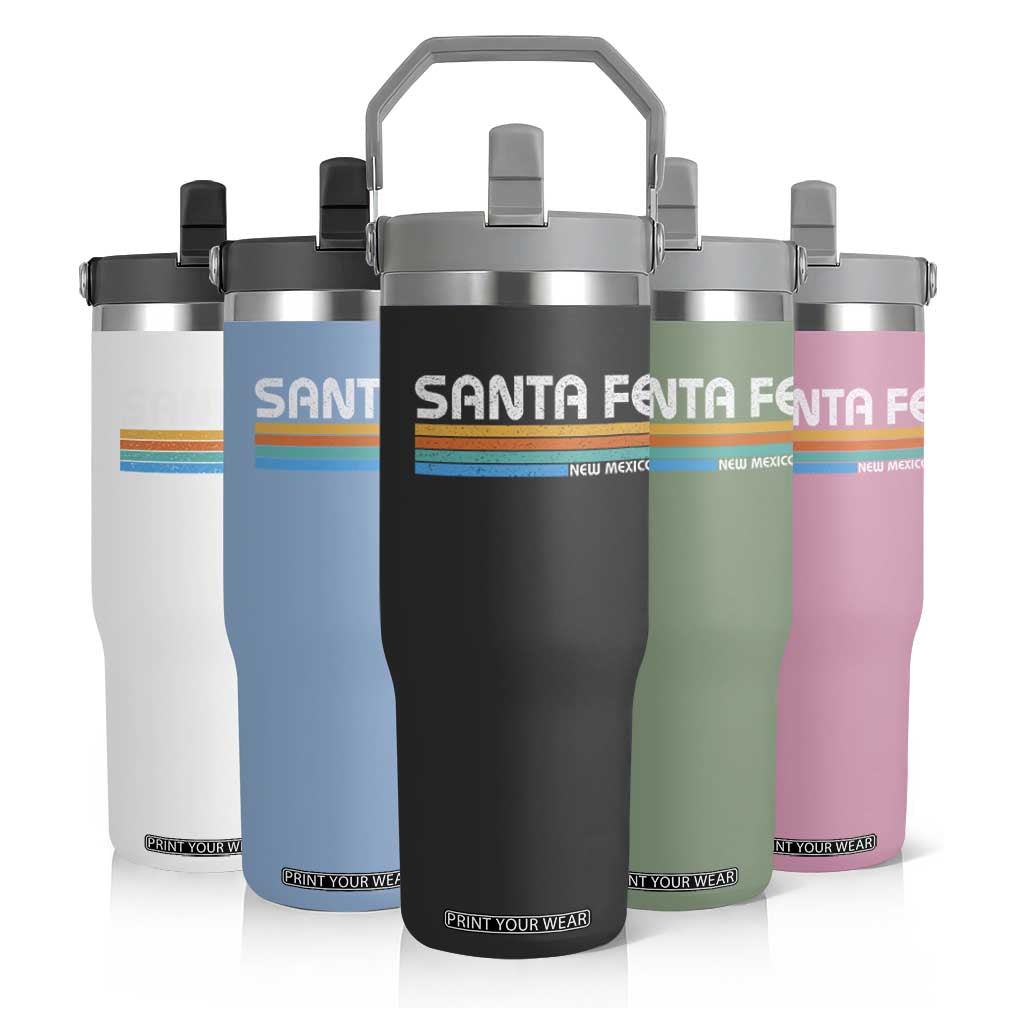 Retro Santa Fe New Mexico Distressed Souvenir Flip Straw Tumbler