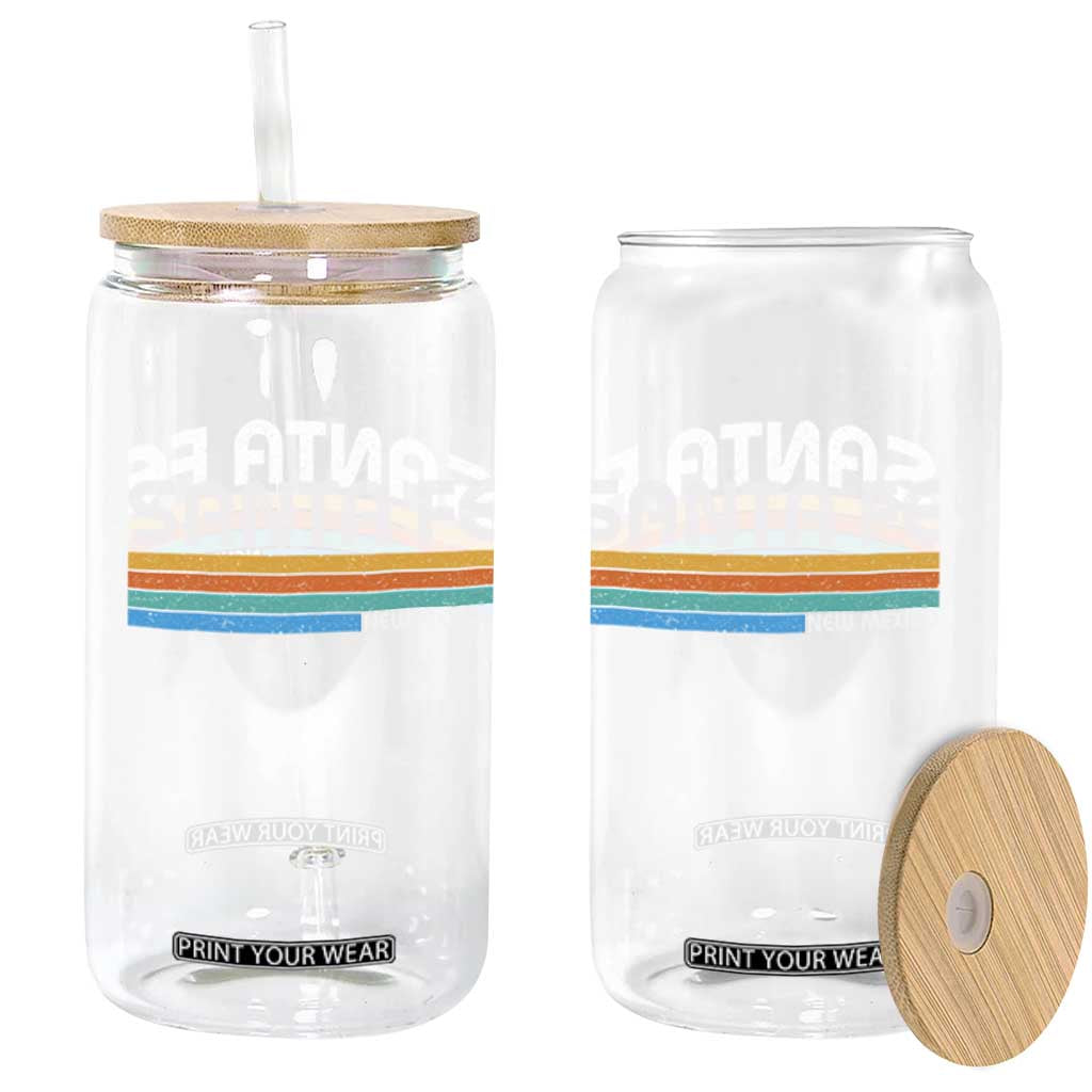 Retro Santa Fe New Mexico Distressed Souvenir Glass Can