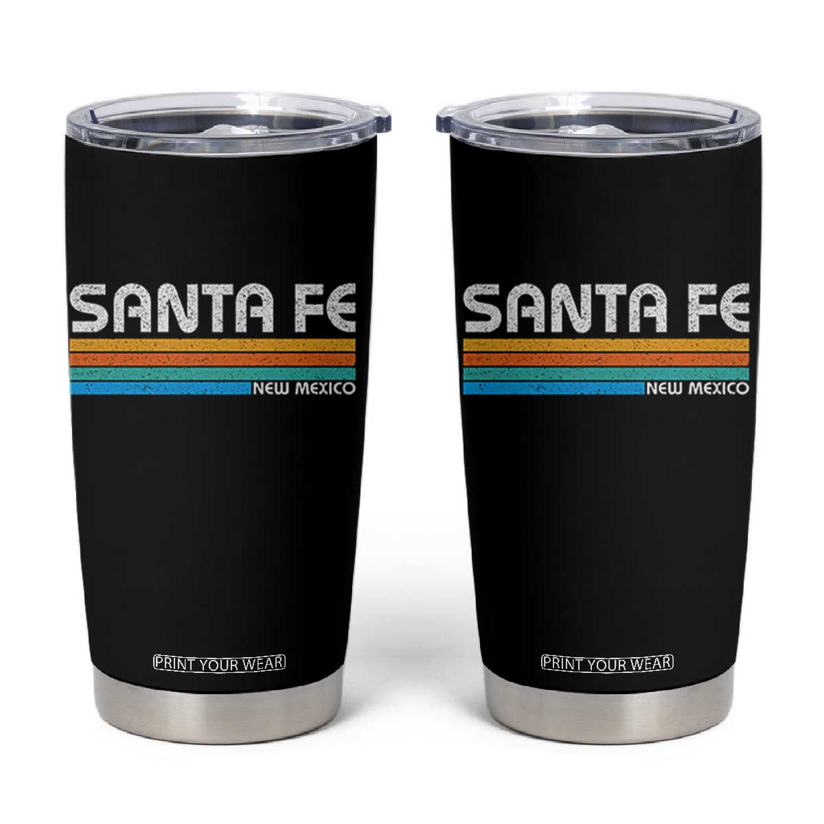 Retro Santa Fe New Mexico Distressed Souvenir Tumbler Cup TS14 Black Print Your Wear