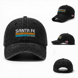 Retro Santa Fe New Mexico Distressed Souvenir Washed Cotton Baseball Cap