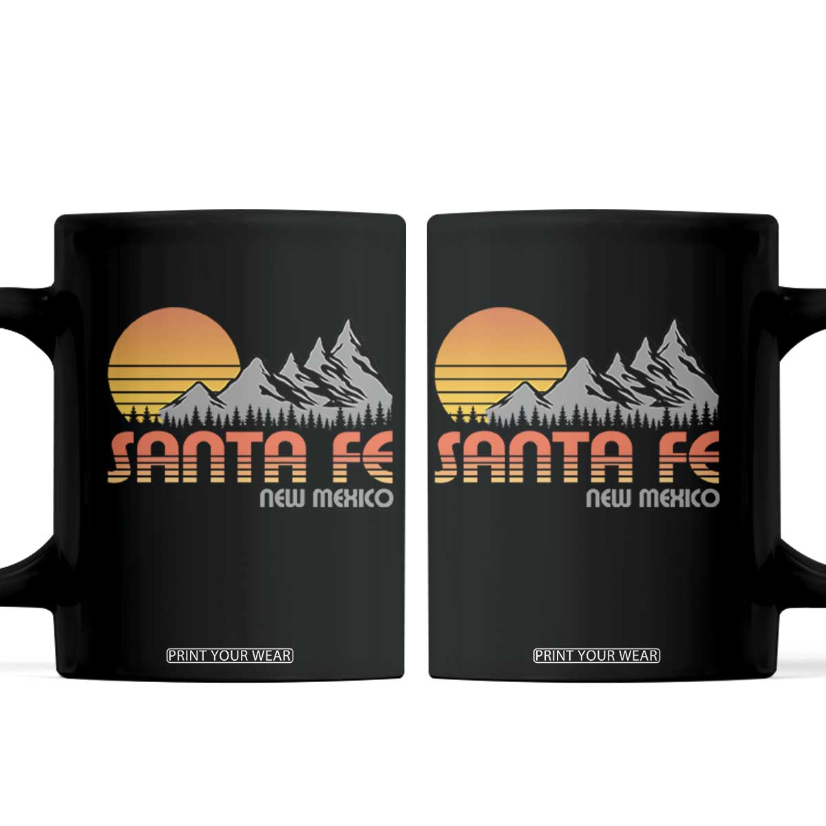 Retro Santa Fe New Mexico Mountain Southwest Coffee Mug TS14 Black Print Your Wear