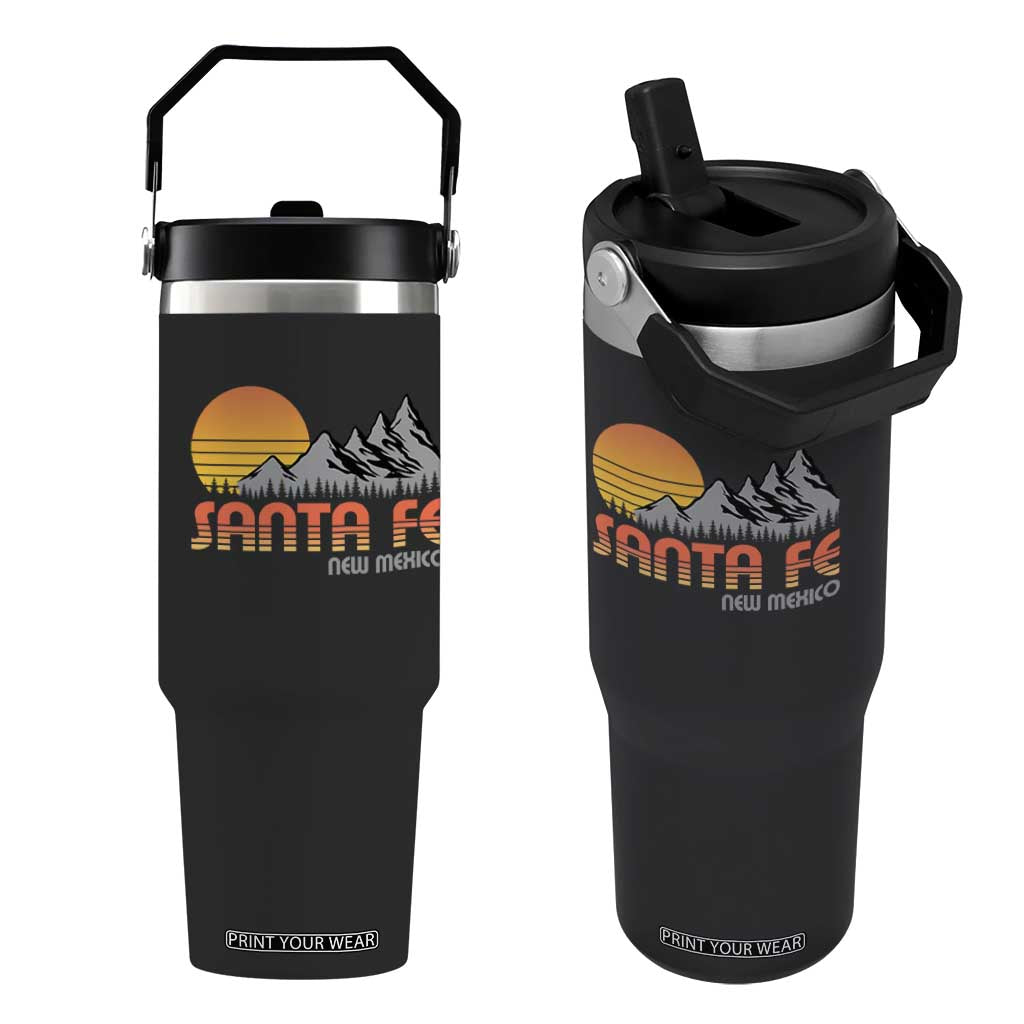 Retro Santa Fe New Mexico Mountain Southwest Flip Straw Tumbler TS14 One Size: 30 oz Black Print Your Wear