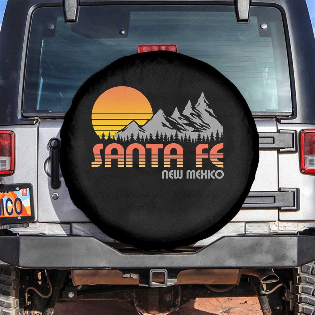 Retro Santa Fe New Mexico Mountain Southwest Spare Tire Cover TS14 No hole Black Print Your Wear