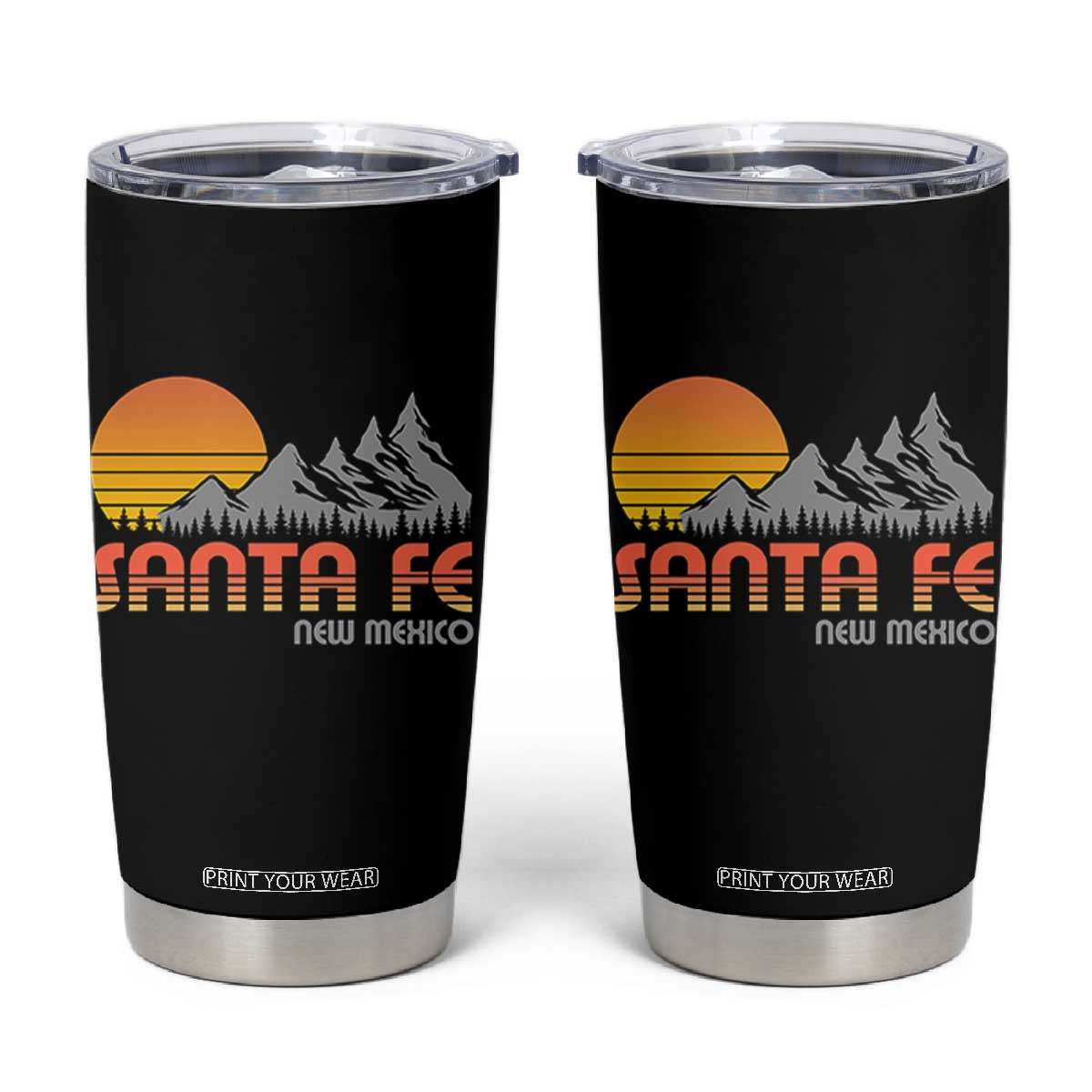 Retro Santa Fe New Mexico Mountain Southwest Tumbler Cup TS14 Black Print Your Wear
