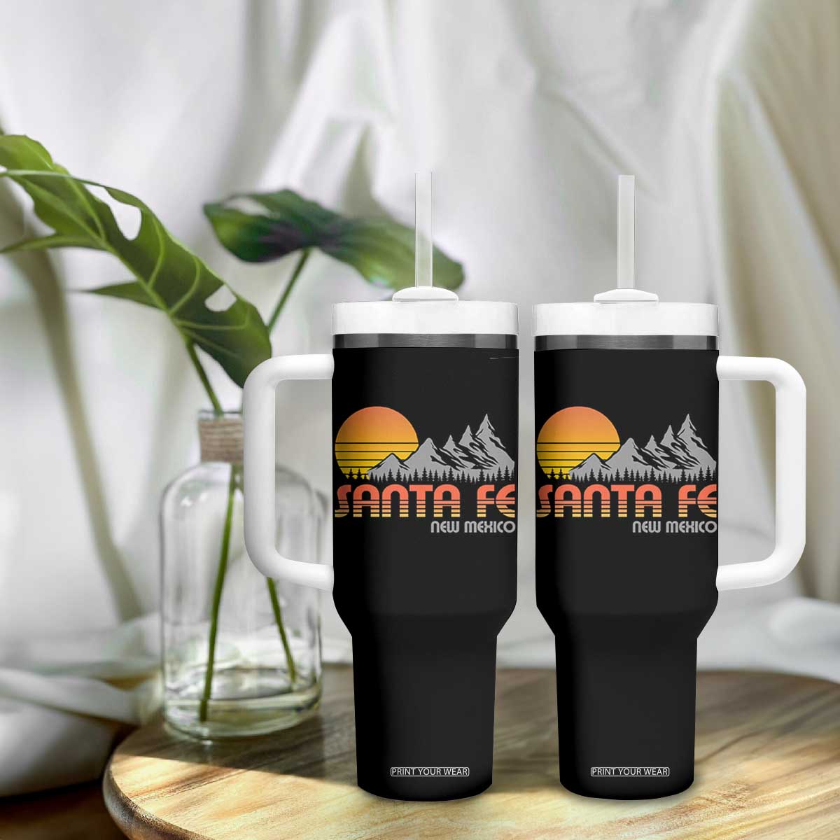 Retro Santa Fe New Mexico Mountain Southwest Tumbler With Handle TS14 Print Your Wear