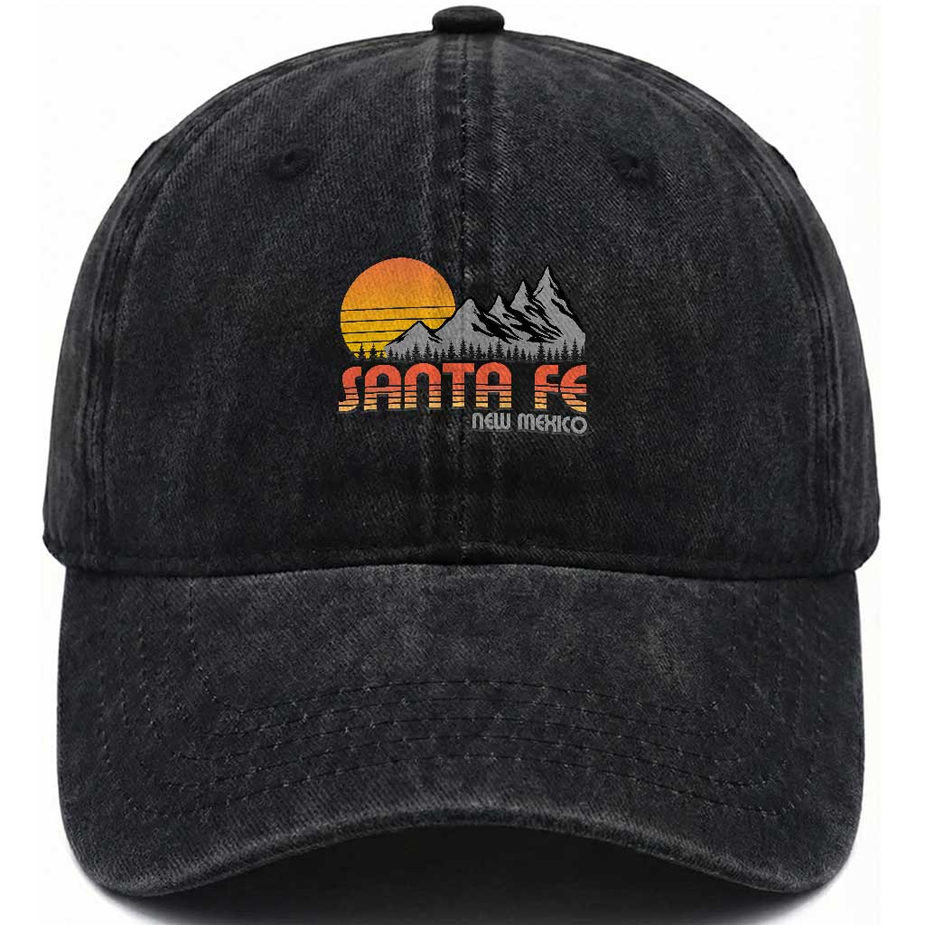 Retro Santa Fe New Mexico Mountain Southwest Washed Cotton Baseball Cap TS14 Print Your Wear
