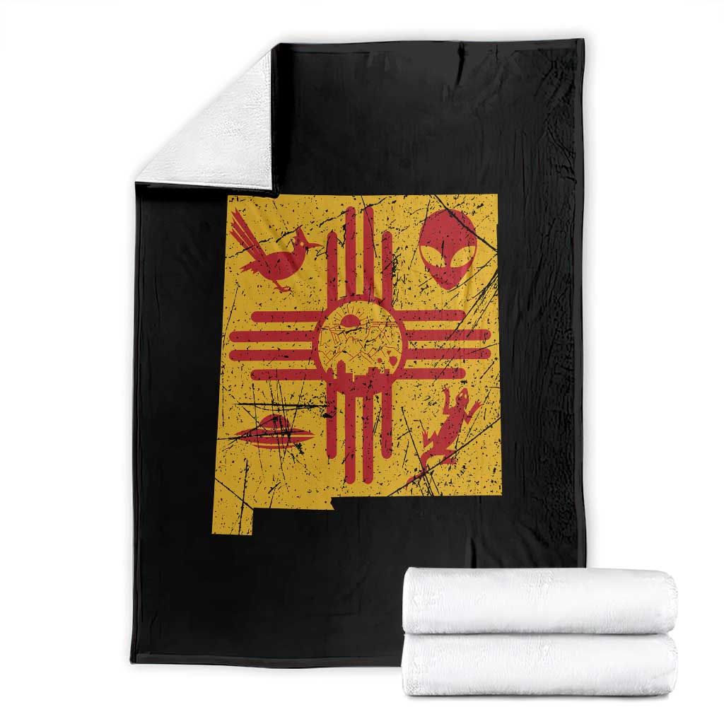 New Mexico State Map Zia Symbol Famous Icons Throw Blanket TS14 Black Print Your Wear