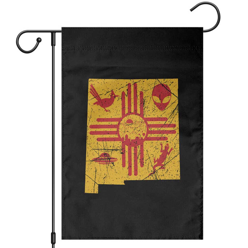 New Mexico State Map Zia Symbol Famous Icons Garden Flag TS14 Black Print Your Wear