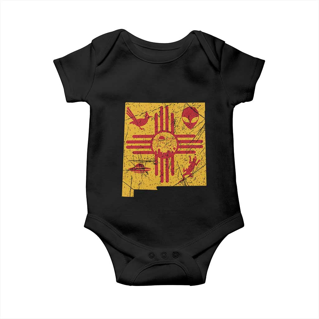 New Mexico State Map Zia Symbol Famous Icons Baby Onesie TS14 Black Print Your Wear