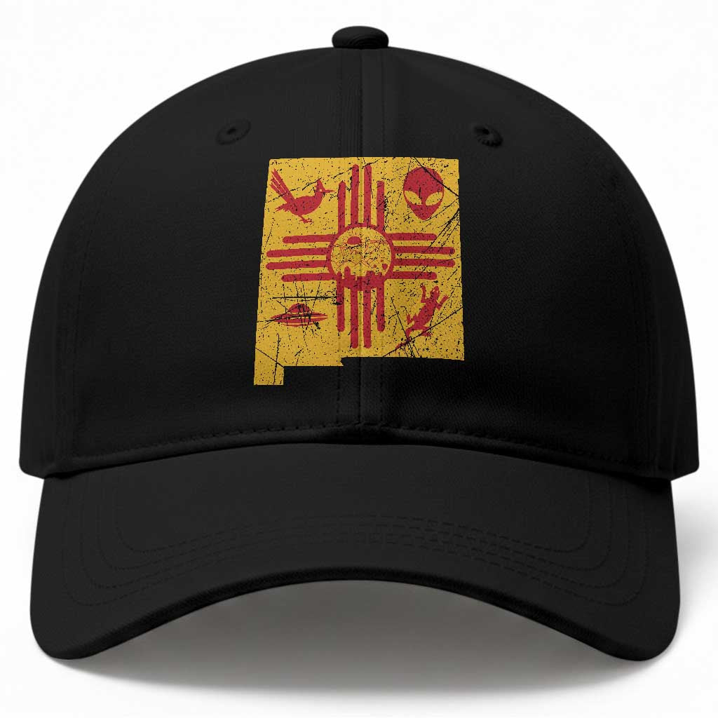 New Mexico State Map Zia Symbol Famous Icons Baseball Cap TS14 Print Your Wear