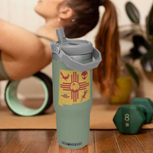 New Mexico State Map Zia Symbol Famous Icons Flip Straw Tumbler TS14 One Size: 30 oz Moss Green Print Your Wear