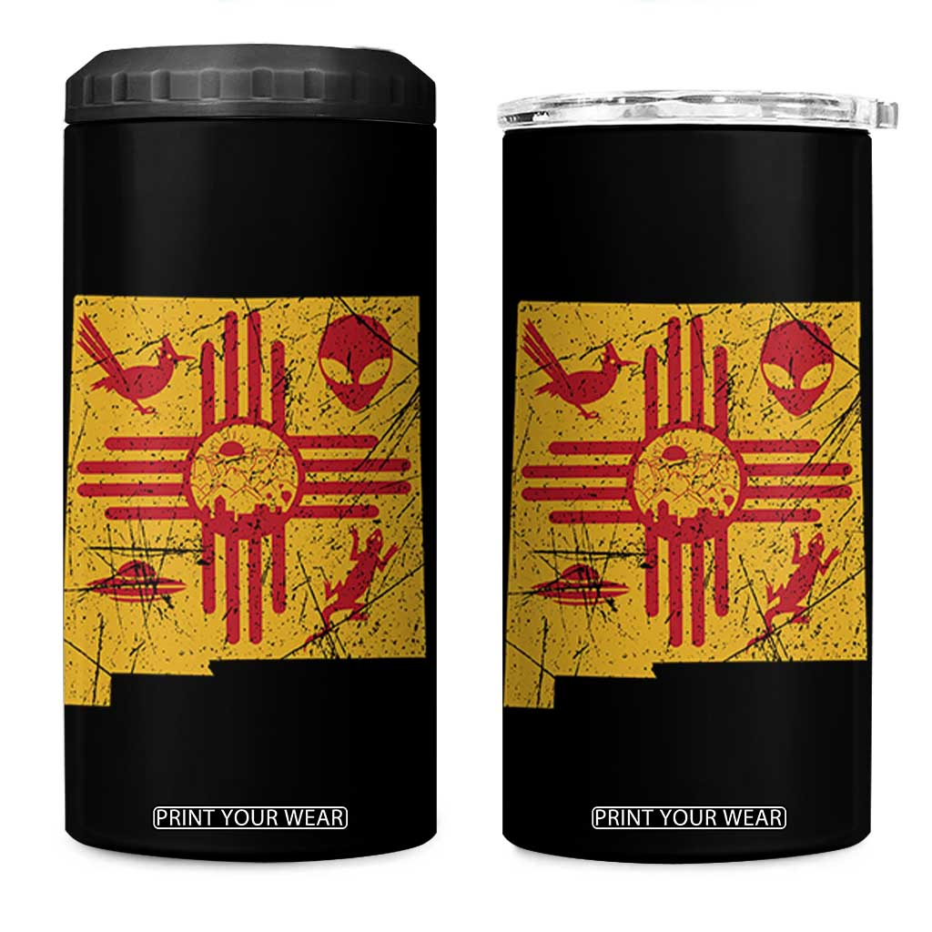New Mexico State Map Zia Symbol Famous Icons 4 in 1 Can Cooler Tumbler TS14 One Size: 16 oz Black Print Your Wear