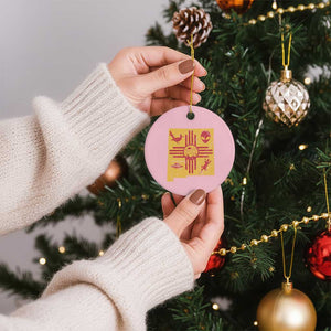 New Mexico State Map Zia Symbol Famous Icons Ceramic Ornament TS14 1pc Light Pink Print Your Wear