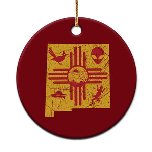 New Mexico State Map Zia Symbol Famous Icons Ceramic Ornament TS14 1pc Red Print Your Wear