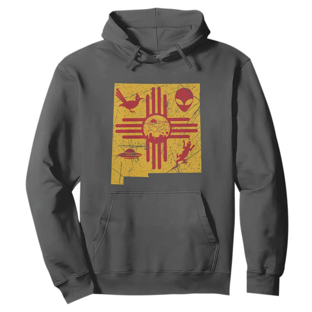 New Mexico State Map Zia Symbol Famous Icons Hoodie TS14 Dark Heather Print Your Wear