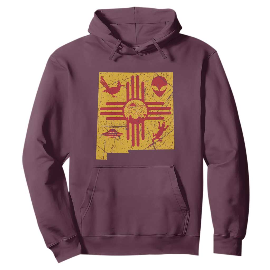 New Mexico State Map Zia Symbol Famous Icons Hoodie TS14 Maroon Print Your Wear