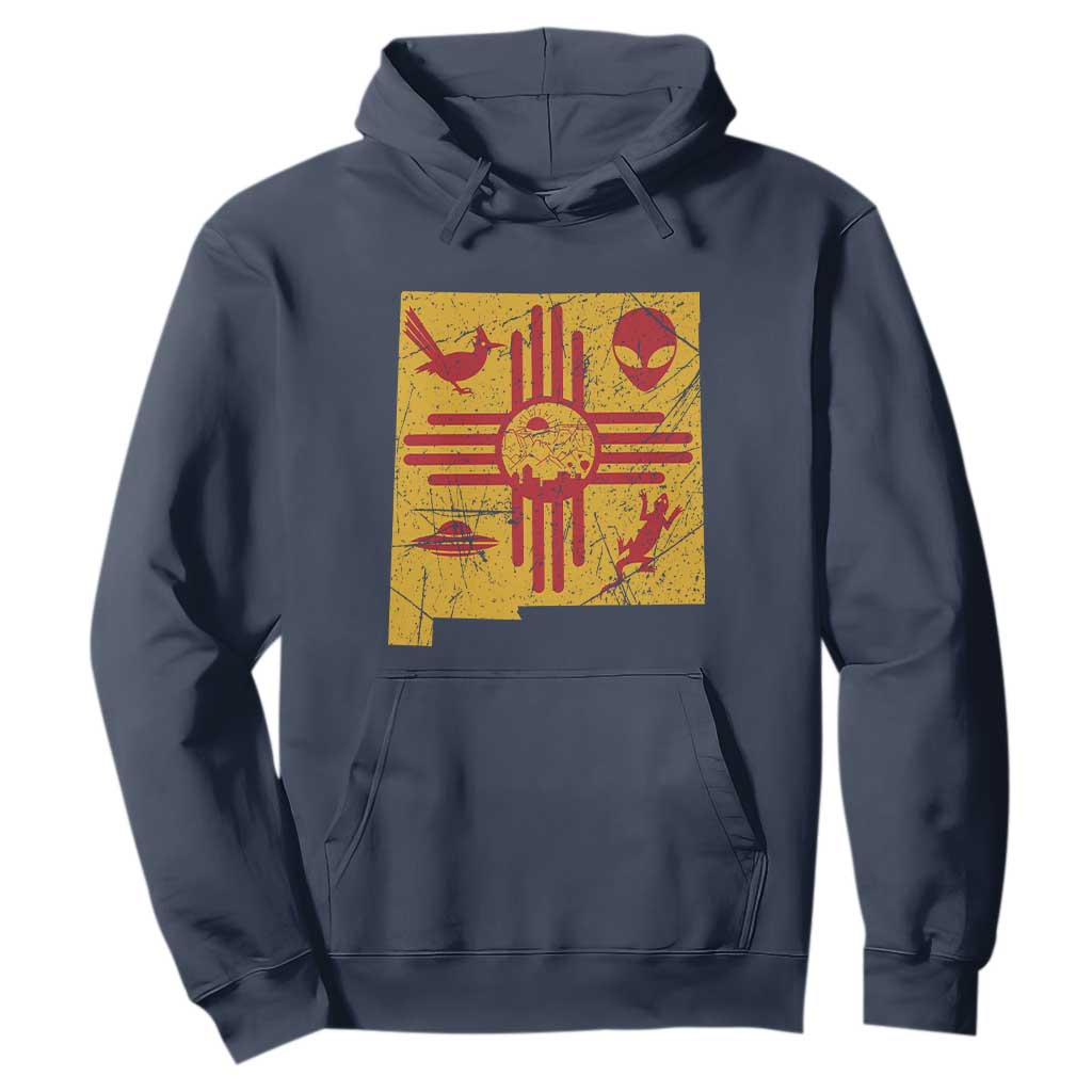 New Mexico State Map Zia Symbol Famous Icons Hoodie TS14 Navy Print Your Wear