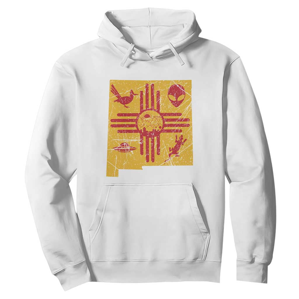 New Mexico State Map Zia Symbol Famous Icons Hoodie TS14 White Print Your Wear