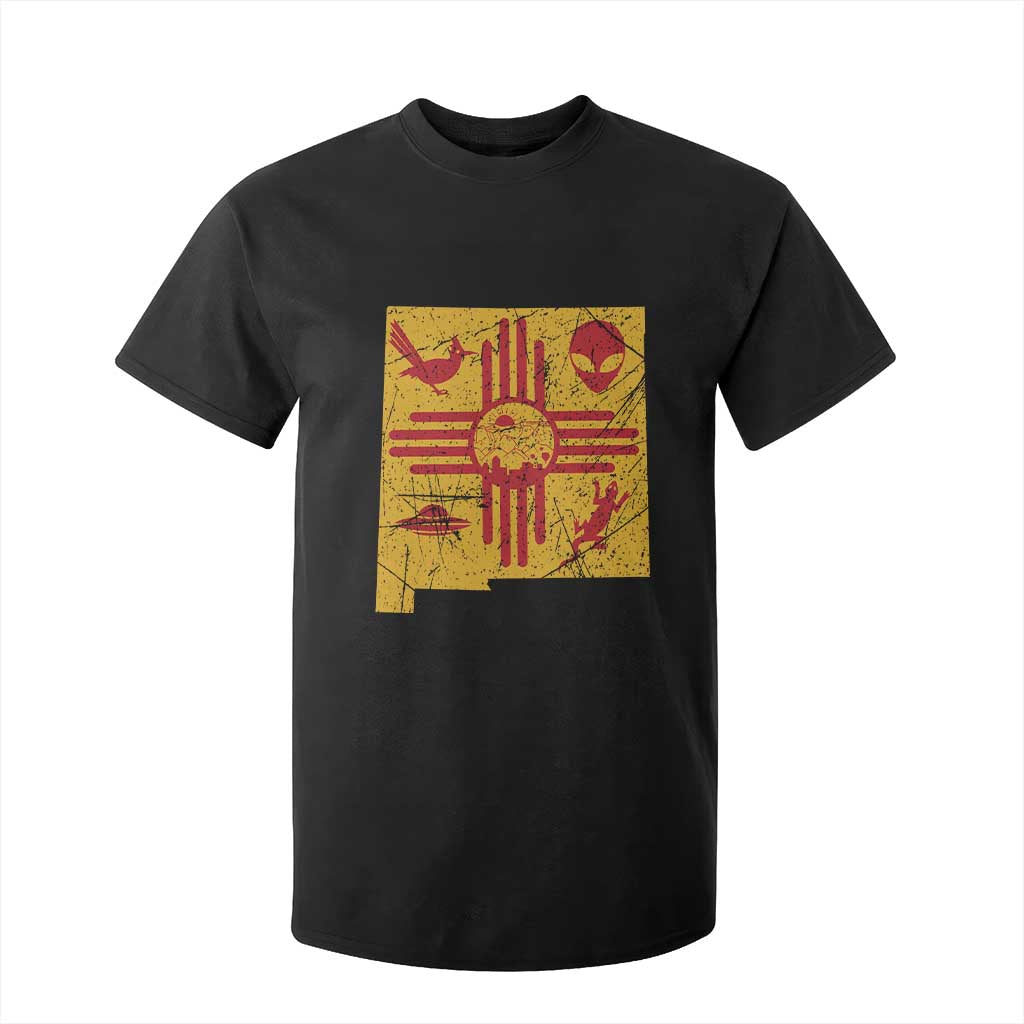 New Mexico State Map Zia Symbol Famous Icons T Shirt For Kid TS14 Black Print Your Wear