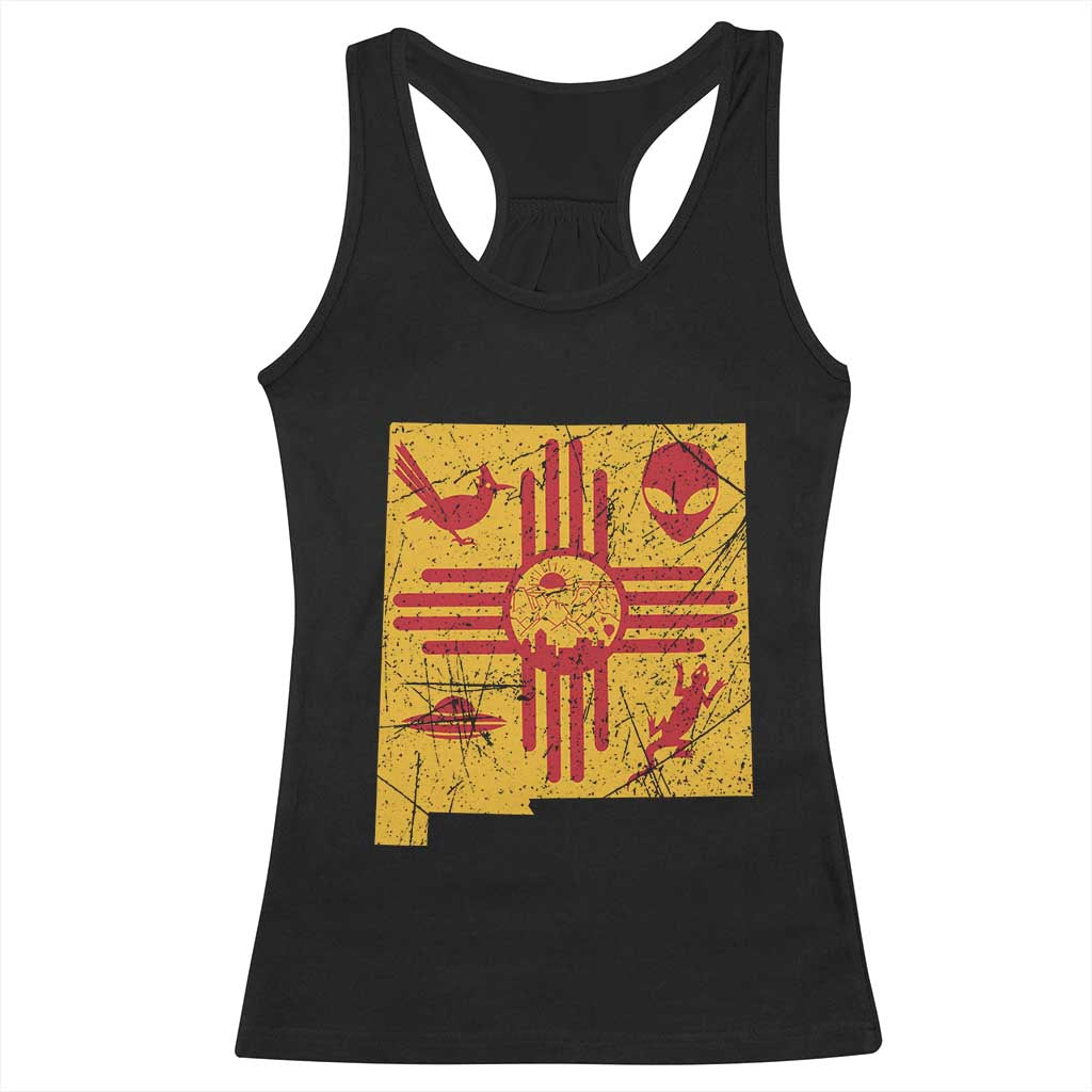 New Mexico State Map Zia Symbol Famous Icons Racerback Tank Top TS14 Black Print Your Wear