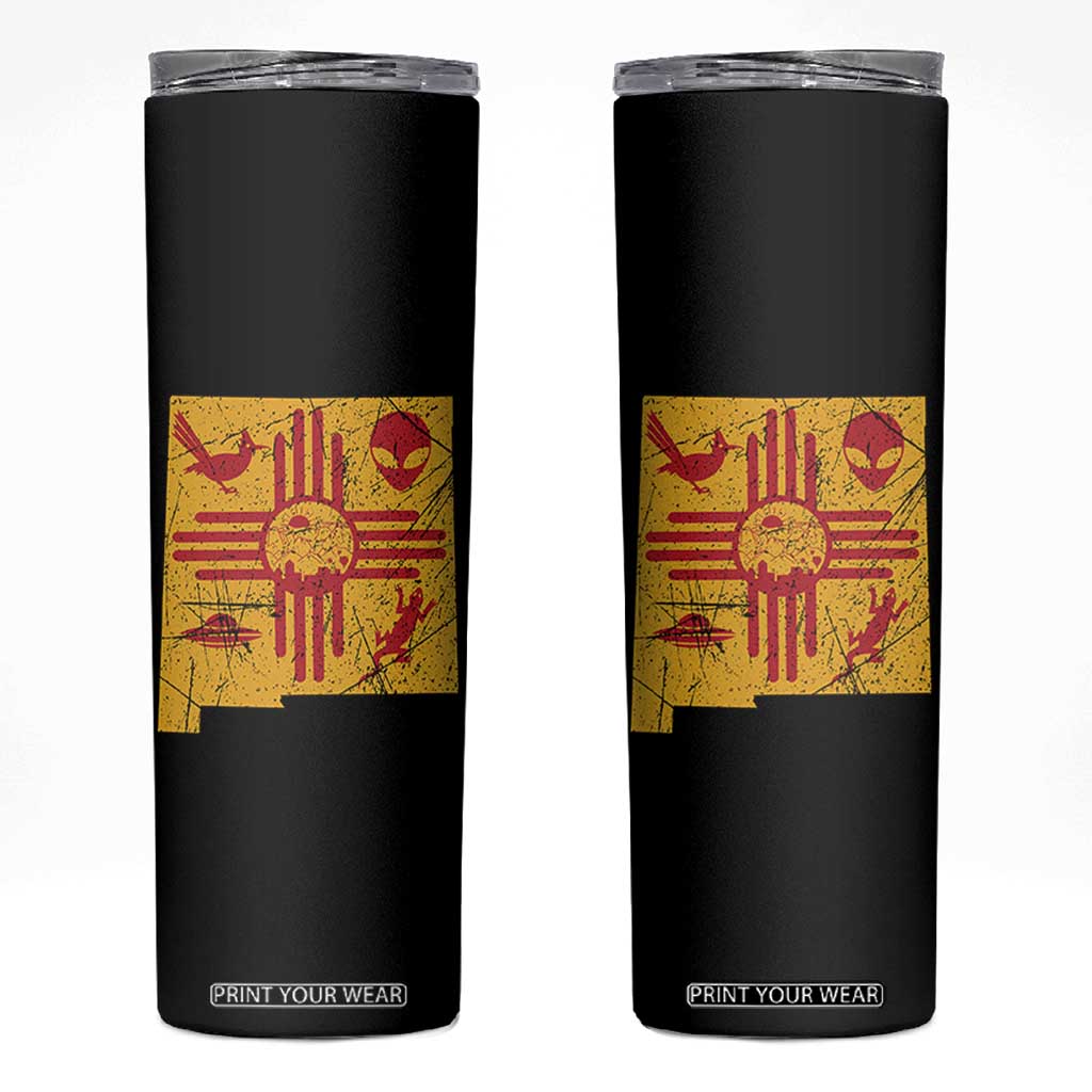 New Mexico State Map Zia Symbol Famous Icons Skinny Tumbler TS14 Black Print Your Wear