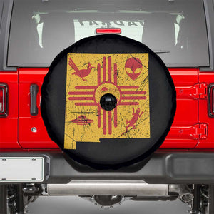 New Mexico State Map Zia Symbol Famous Icons Spare Tire Cover TS14 Black Print Your Wear