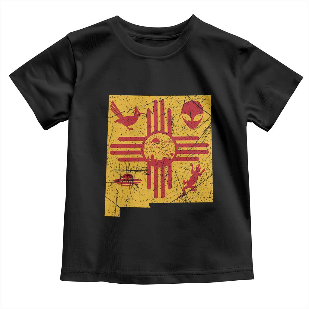New Mexico State Map Zia Symbol Famous Icons Toddler T Shirt TS14 Black Print Your Wear