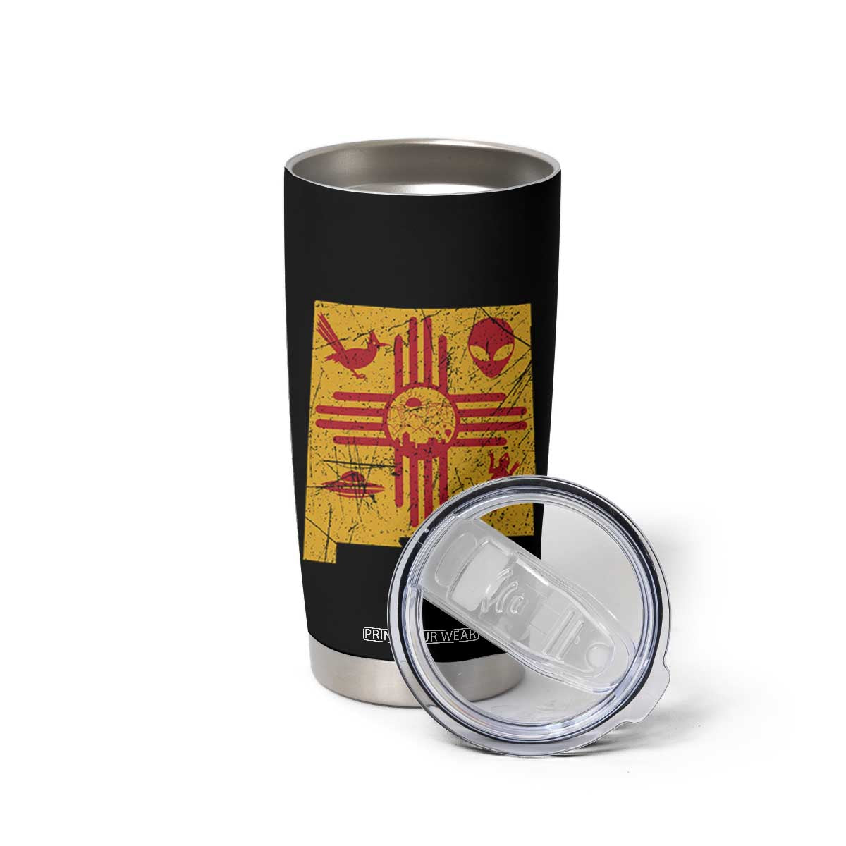 New Mexico State Map Zia Symbol Famous Icons Tumbler Cup TS14 Print Your Wear