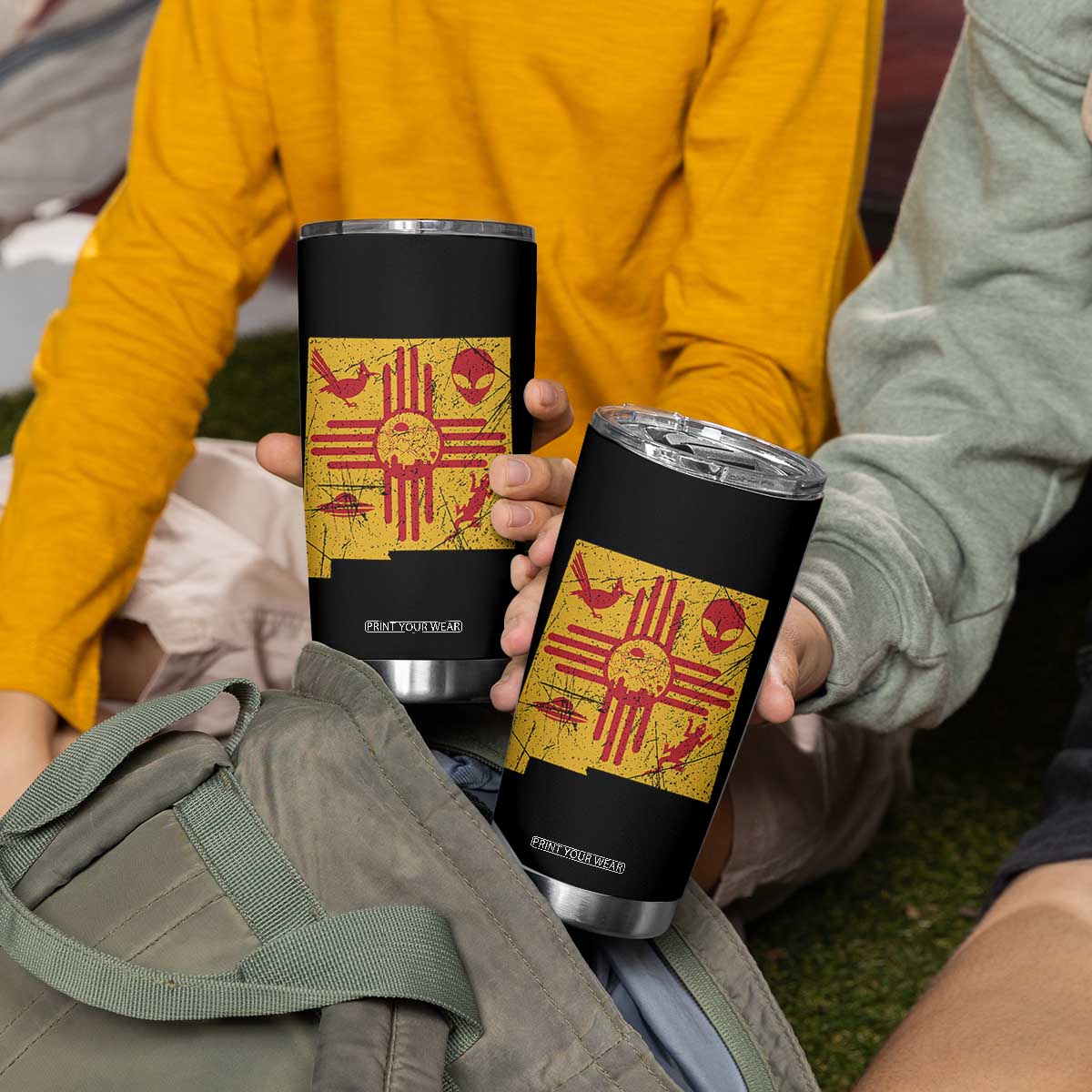 New Mexico State Map Zia Symbol Famous Icons Tumbler Cup TS14 Print Your Wear