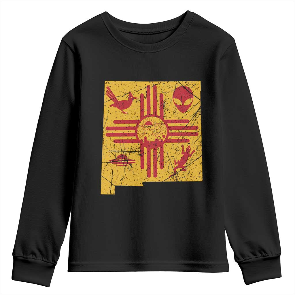 New Mexico State Map Zia Symbol Famous Icons Youth Sweatshirt TS14 Black Print Your Wear