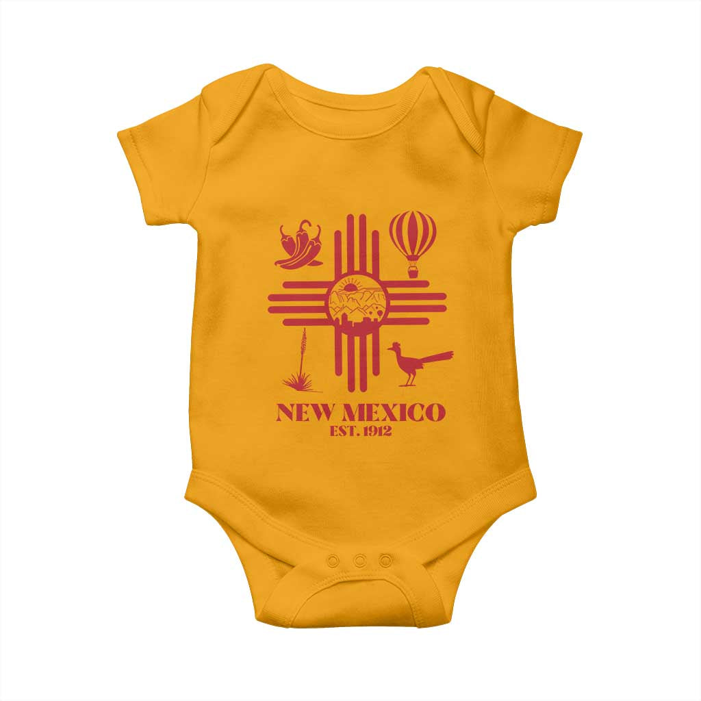 New Mexico Flag Zia Sun Souvenir Baby Onesie New Mexico Zia Chiles Balloon Roadrunner Yucca TS14 Gold Print Your Wear