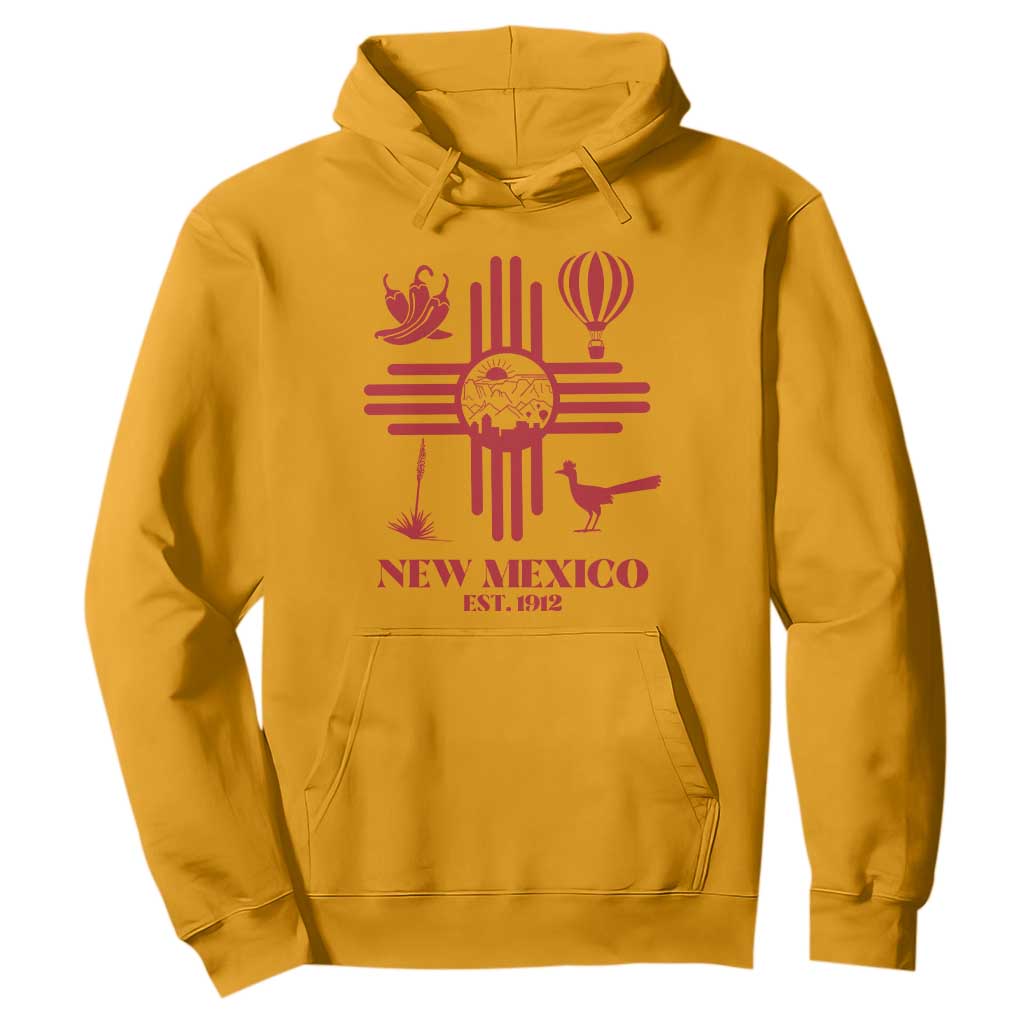 New Mexico Flag Zia Sun Souvenir Hoodie New Mexico Zia Chiles Balloon Roadrunner Yucca TS14 Gold Print Your Wear