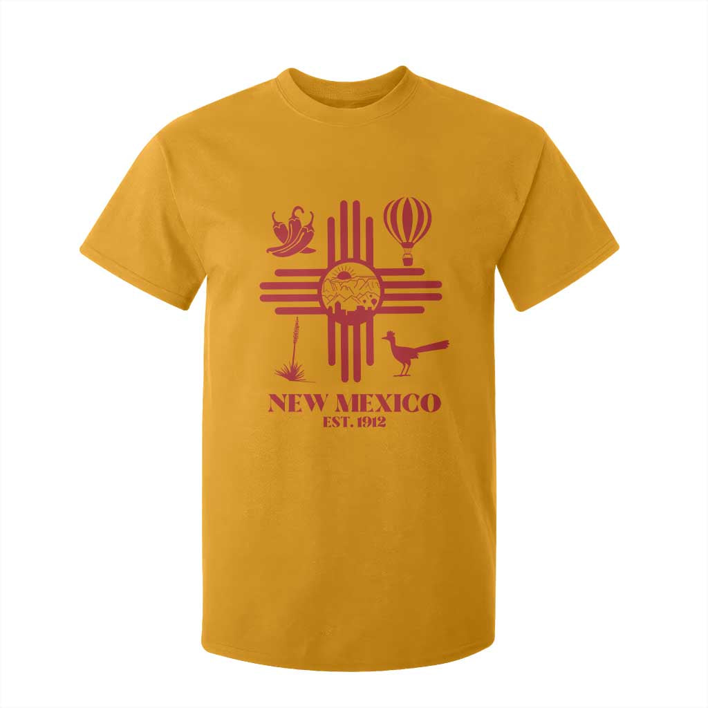 New Mexico Flag Zia Sun Souvenir T Shirt For Kid New Mexico Zia Chiles Balloon Roadrunner Yucca TS14 Gold Print Your Wear