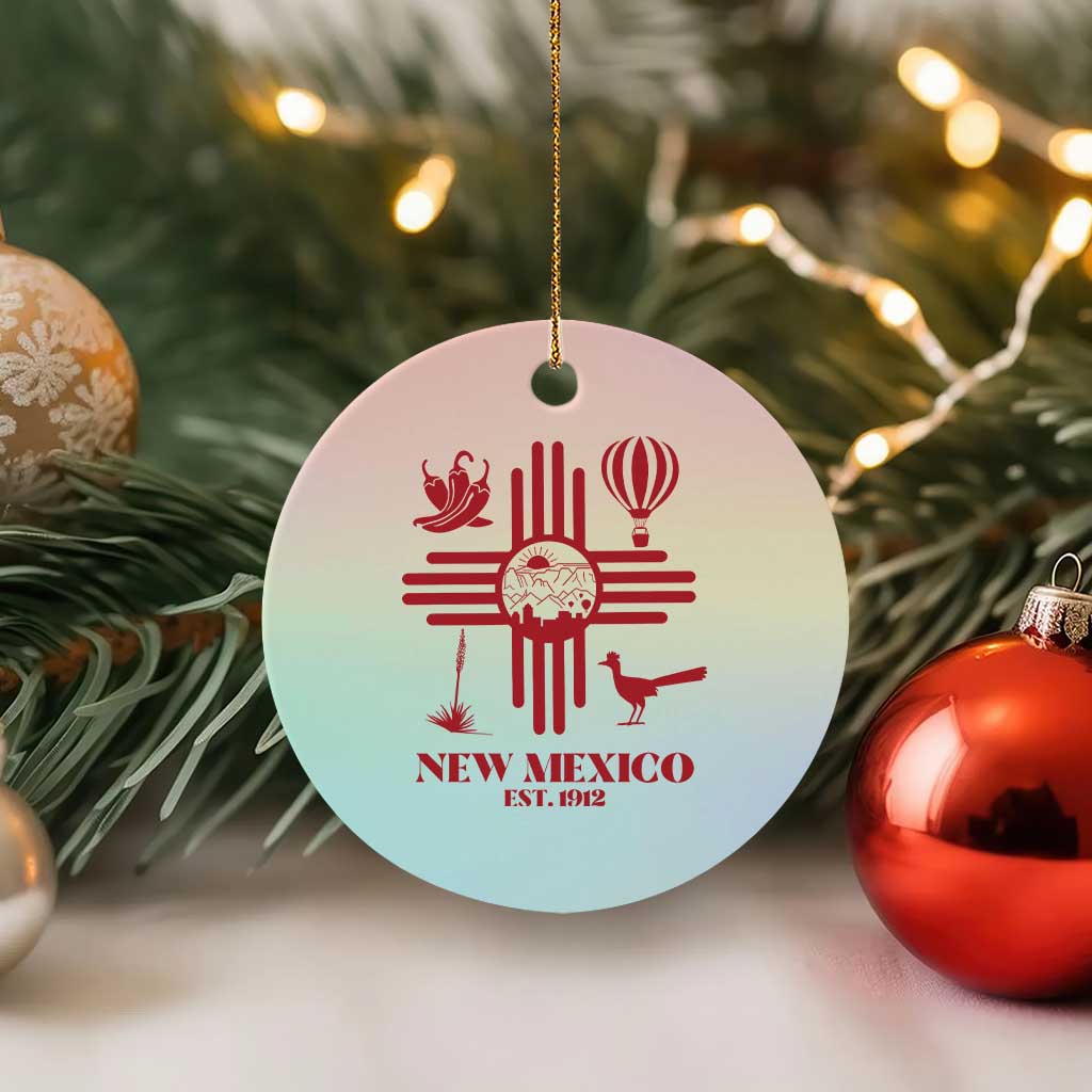 New Mexico Flag Zia Sun Souvenir Ceramic Ornament New Mexico Zia Chiles Balloon Roadrunner Yucca TS14 1pc Pastel Print Your Wear