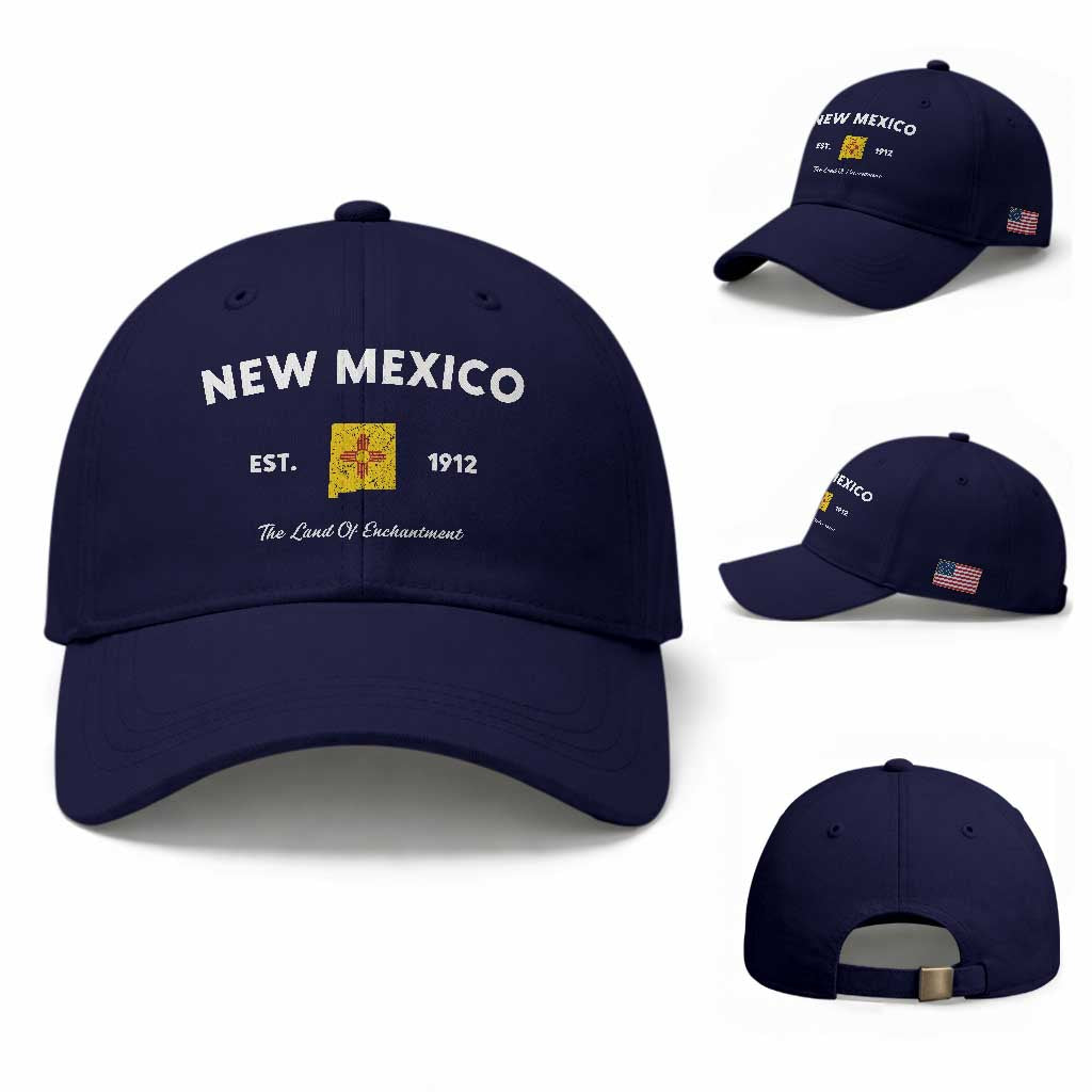 New Mexico Flag Map Zia Sun Souvenir Baseball Cap TS14 Baseball Cap Universal Fit Dark Blue Print Your Wear