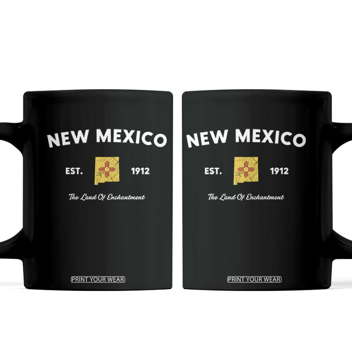 New Mexico Flag Map Zia Sun Souvenir Coffee Mug TS14 Black Print Your Wear