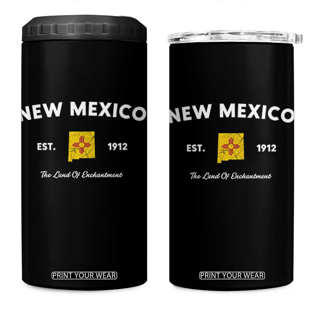 New Mexico Flag Map Zia Sun Souvenir 4 in 1 Can Cooler Tumbler TS14 One Size: 16 oz Black Print Your Wear