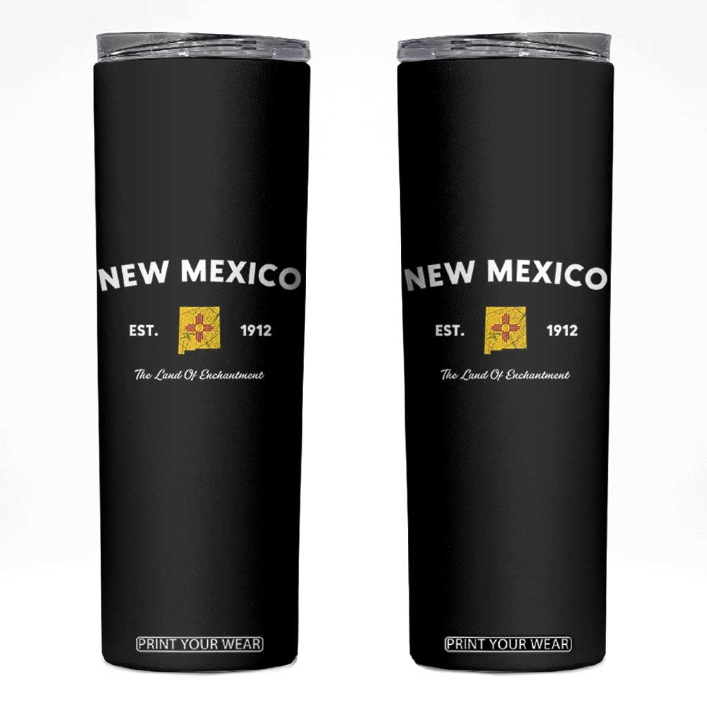 New Mexico Flag Map Zia Sun Souvenir Skinny Tumbler TS14 Black Print Your Wear
