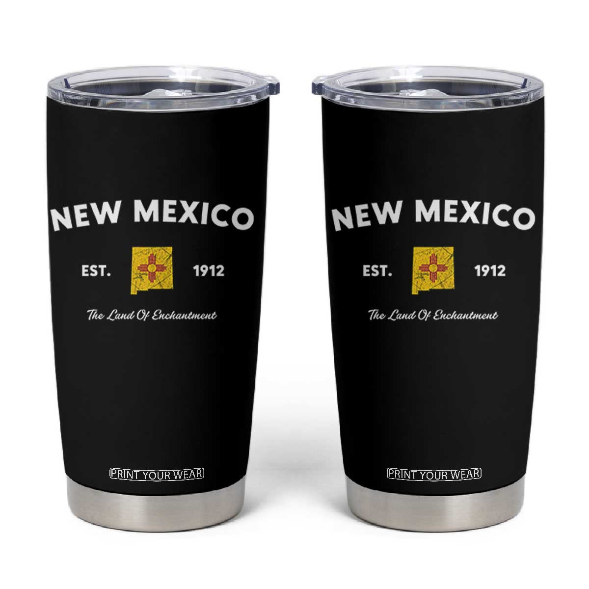 New Mexico Flag Map Zia Sun Souvenir Tumbler Cup TS14 Black Print Your Wear