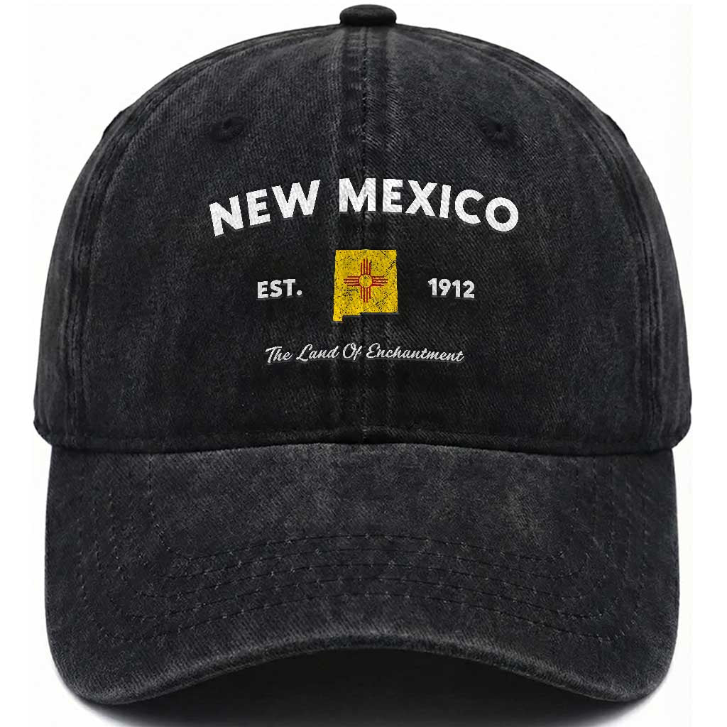 New Mexico Flag Map Zia Sun Souvenir Washed Cotton Baseball Cap TS14 Print Your Wear