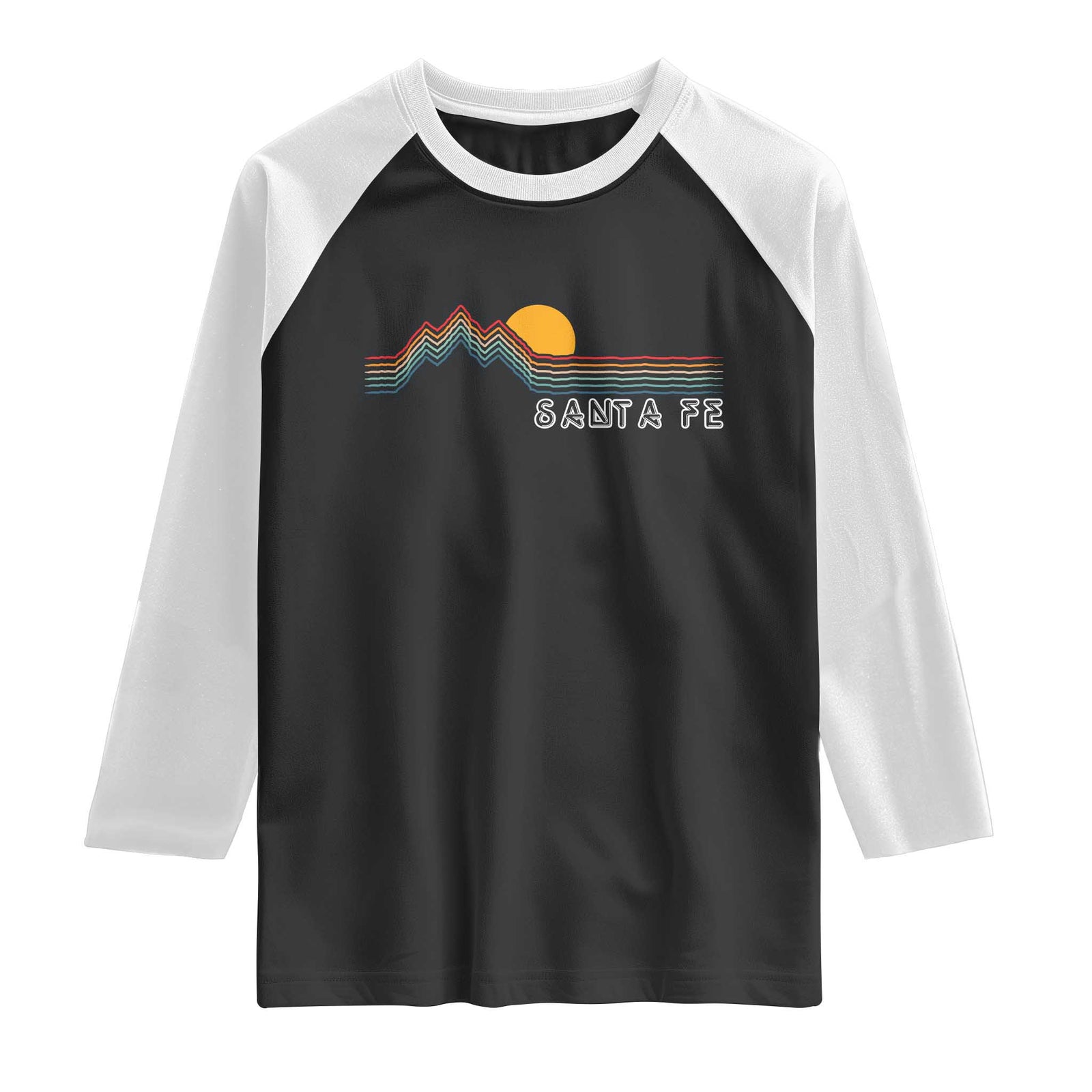 Retro Santa Fe New Mexico Raglan Shirt TS14 Black White Print Your Wear