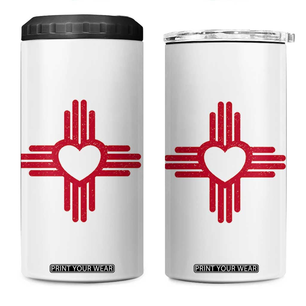 Zia Heart Symbol New Mexico Flag Shirt New Mexican Pride 4 in 1 Can Cooler Tumbler TS14 One Size: 16 oz White Print Your Wear