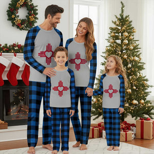 Zia Heart Symbol New Mexico Flag Shirt New Mexican Pride Plaid Pajama Set TS14 Blue Plaid Print Your Wear