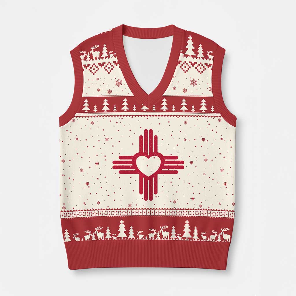 Zia Heart Symbol New Mexico Flag Shirt New Mexican Pride V-Neck Knit Sweater Vest TS14 Beige Red Print Your Wear