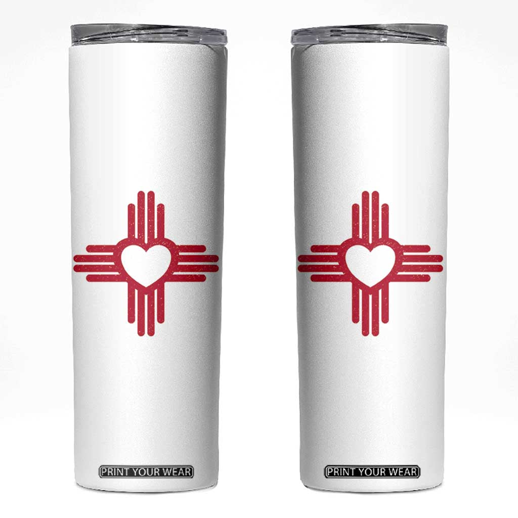Zia Heart Symbol New Mexico Flag Shirt New Mexican Pride Skinny Tumbler TS14 White Print Your Wear