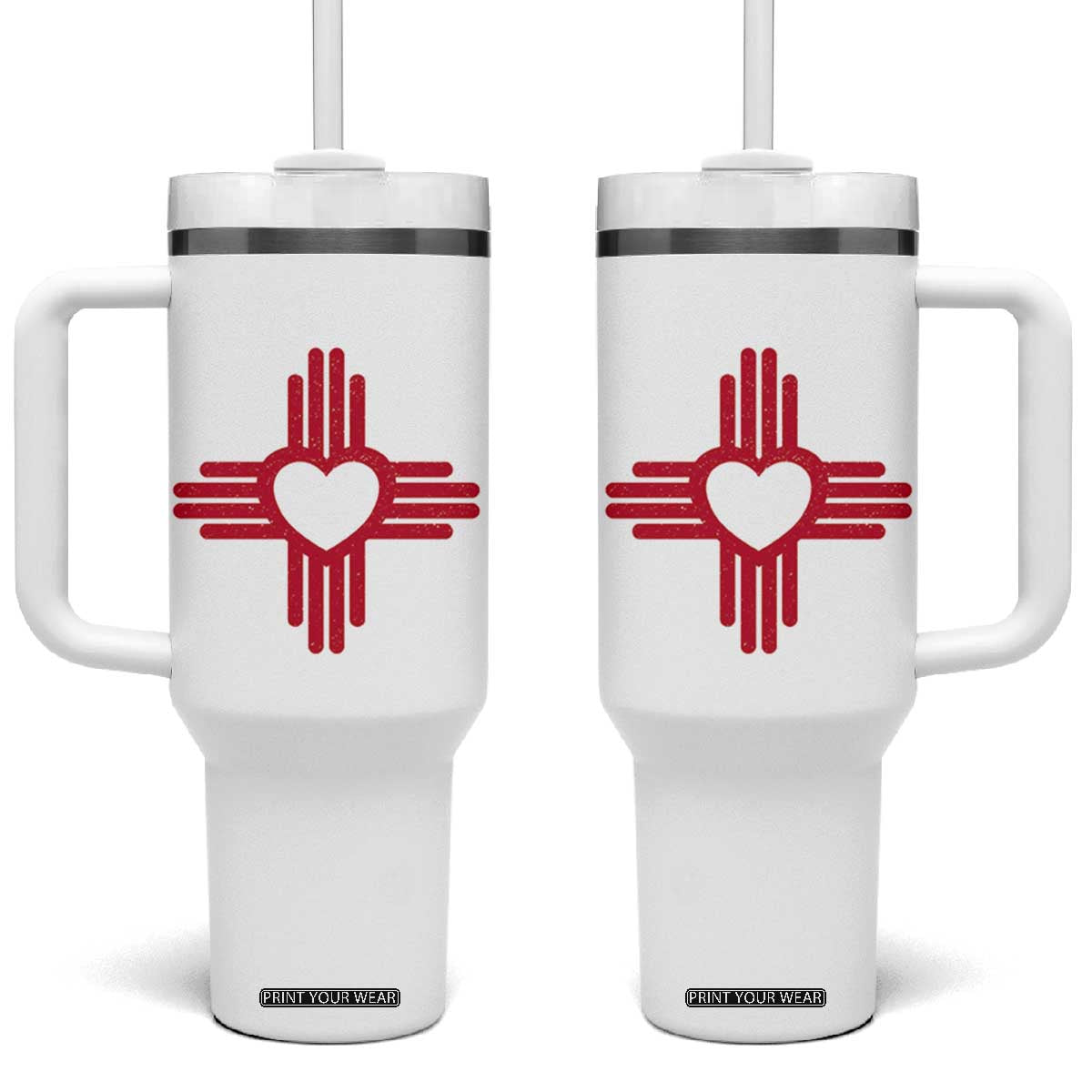 Zia Heart Symbol New Mexico Flag Shirt New Mexican Pride Tumbler With Handle TS14 One Size: 40 oz White Print Your Wear