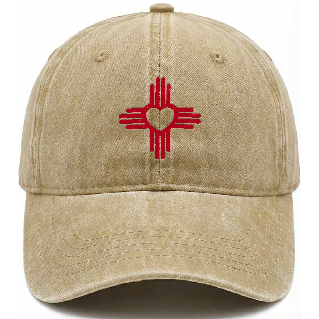 Zia Heart Symbol New Mexico Flag Shirt New Mexican Pride Washed Cotton Baseball Cap TS14 Print Your Wear