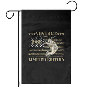 60th Birthday Fishing Vintage 1966 Limited Edition Garden Flag Bass Fishing Camouflage American Flag Fisherman Gift