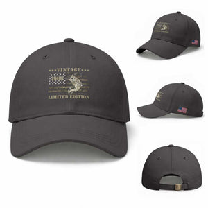 60th Birthday Fishing Vintage 1966 Limited Edition Baseball Cap Bass Fishing Camouflage American Flag Fisherman Gift