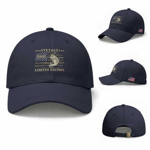 60th Birthday Fishing Vintage 1966 Limited Edition Baseball Cap Bass Fishing Camouflage American Flag Fisherman Gift